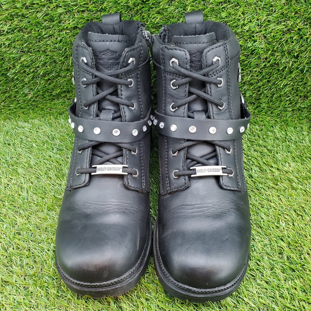 Harley-Davidson Tegan Glam SIZE 9 Women's Leather Motorcycle Boots Black Studded - Picture 8 of 9